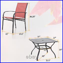 PHI VILLA 5 Piece Patio Furniture Set Outdoor Table Chair Set with Umbrella Hole