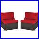 Patio 2PCS Rattan Armless Sofa Sectional Furniture Conversation Set WithCushion