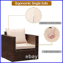 Patio 3PCS Rattan Furniture Set Conversation Wicker Sofa Set With Cushion Balcony