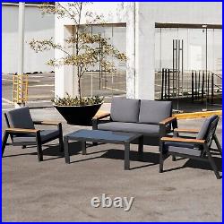 Patio Aluminum Conversation Furniture 4 Person Outdoor Seating Group Chat Set