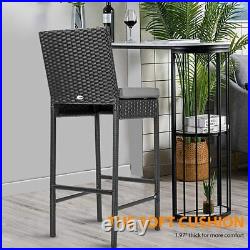 Patio Bar Set Outdoor Rattan Wicker Barstool Furniture table stools with Cushions