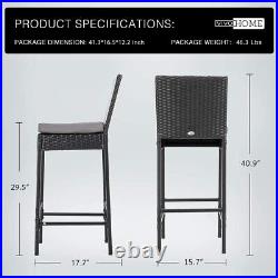 Patio Bar Set Outdoor Rattan Wicker Barstool Furniture table stools with Cushions