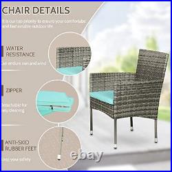 Patio Conversation Set 4 Pieces Outdoor 4-Piece Furniture Set Gray and Blue