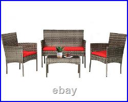Patio Conversation Set 4 Pieces Patio Furniture Set Wicker with Rattan Chair