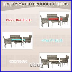 Patio Conversation Set 4 Pieces Patio Furniture Set Wicker with Rattan Chair