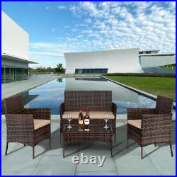 Patio Furniture Set 4 Pcs Outdoor Wicker Sofas Rattan Chair Wicker Conversation