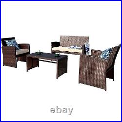 Patio Furniture Set 4 Pcs Outdoor Wicker Sofas Rattan Chair Wicker Conversation