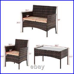 Patio Furniture Set 4 Pcs Outdoor Wicker Sofas Rattan Chair Wicker Conversation