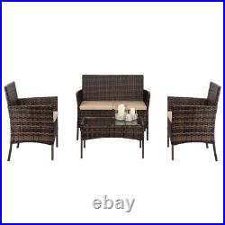 Patio Furniture Set 4 Pcs Outdoor Wicker Sofas Rattan Chair Wicker Conversation