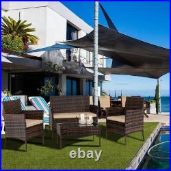 Patio Furniture Set 4 Pcs Outdoor Wicker Sofas Rattan Chair Wicker Conversation