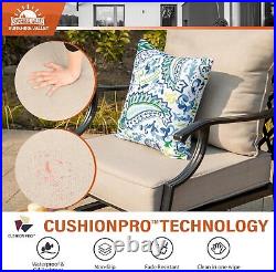 Patio Furniture Set, 4 Piece Modern Metal Outdoor Patio Furniture, 3 Seater Couch