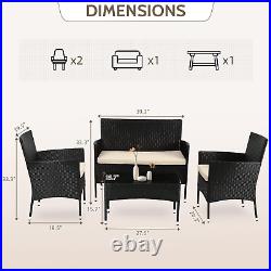 Patio Furniture Set 4 Pieces Outdoor Rattan Chair Wicker Sofa Garden Conversatio