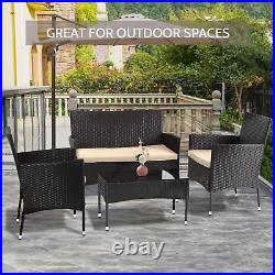 Patio Furniture Set 4 Pieces Outdoor Rattan Chair Wicker Sofa Garden Conversatio