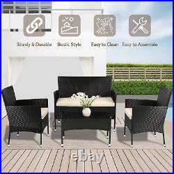 Patio Furniture Set 4 Pieces Outdoor Rattan Chair Wicker Sofa Garden Conversatio