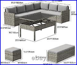 Patio Furniture Set All Weather Wicker Outdoor Sectional Sofa Conversation Set