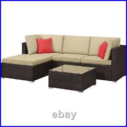 Patio Furniture Set-Outdoor Hand-woven Rattan Wicker Sectional Sofa Set, 5pc/7pc