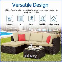 Patio Furniture Set-Outdoor Hand-woven Rattan Wicker Sectional Sofa Set, 5pc/7pc