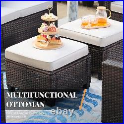 Patio Furniture Set Outdoor Wicker Rattan Sofas Conversation With Fire Pit Table