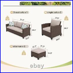 Patio Furniture Set Rattan Outdoor Sectional Conversation Sofa Set for 7 Person