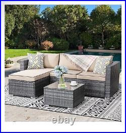 Patio Furniture Sets 3 Pieces Outdoor Sectional Sofa Rattan Wicker Sofa