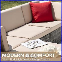Patio Furniture Sets 5-Pieces Outdoor Sectional Sofa Rattan Wicker Sofa With Table