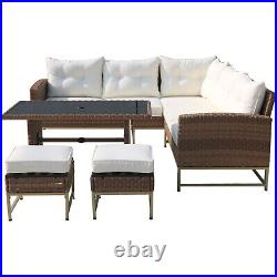 Patio Furniture Sets Outdoor Sectional Sofa Rattan Wicker Sofa With Table Ottoman