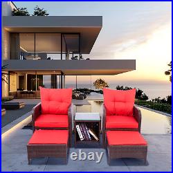 Patio Furniture Sofa Set Ottoman Coffee Table Footrest Conversation PE Chairs