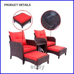 Patio Furniture Sofa Set Ottoman Coffee Table Footrest Conversation PE Chairs