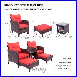 Patio Furniture Sofa Set Ottoman Coffee Table Footrest Conversation PE Chairs