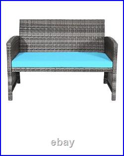 Patio Furniture. Transform Your Patio with 4 Pcs Turquoise Rattan Furniture Set