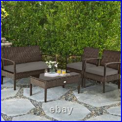 Patio Garden Outdoor 4PC Rattan Wicker Furniture Set