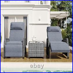 Patio Outdoor Rattan Wicker Recliner Sofa Set Conversation Furniture Table Chair
