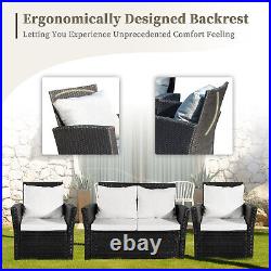 Patio PE 4Pcs Wicker Furniture Set Outdoor Rattan Sectional Sofa Chair Table New
