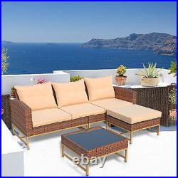 Patio PE Wicker Furniture Outdoor Rattan Sofa Garden Conversation Sets VIXLON
