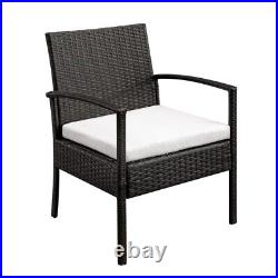 Patio Porch Furniture Sets 3 Pieces PE Rattan Wicker Chairs with Coffee Table US