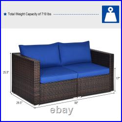 Patiojoy 2-Piece Patio Wicker Corner Sofa Set Rattan Loveseat with Removable