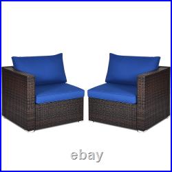 Patiojoy 2-Piece Patio Wicker Corner Sofa Set Rattan Loveseat with Removable