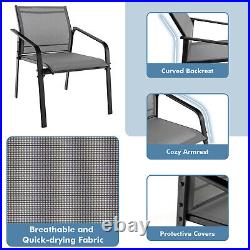 Patiojoy 4 PCS Patio Furniture Set Loveseat Sofas Armrest Glass Table Deck Grey