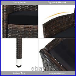 Patiojoy 8PCS Rattan Patio Furniture Set Cushioned Sofa Chair Coffee Table Black