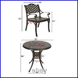 Set of 5 Outdoor Cast Aluminum Dinning Table and Chairs Patio Bistro Furniture