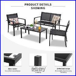 Shintenchi 4 Pieces Patio Furniture Set All Weather Textile Fabric Outdoor Co