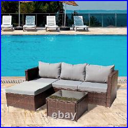 Sofa 5PCS Patio Furniture Set All Weather Outdoor Sectional Manual Weaving Table
