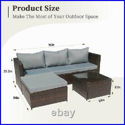 Sofa 5PCS Patio Furniture Set All Weather Outdoor Sectional Manual Weaving Table