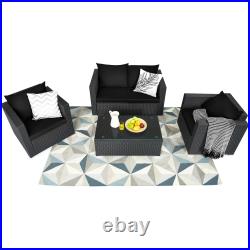 Topbuy 4PC Patio Rattan Wicker Furniture Set Sectional Sofa & Coffee Table
