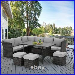U-MAX 7 Pieces Outdoor Furniture Set Patio Wicker Rattan Sectional Sofa with Table